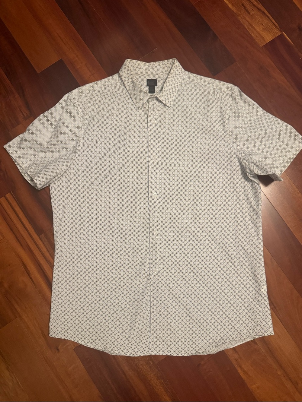 14th & Union Short-Sleeve Button-Down Shirt - Light Gray Geometric